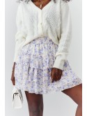 Light skirt with ruffles in flowers, creamy lilac 4007 - Online store - Boutique